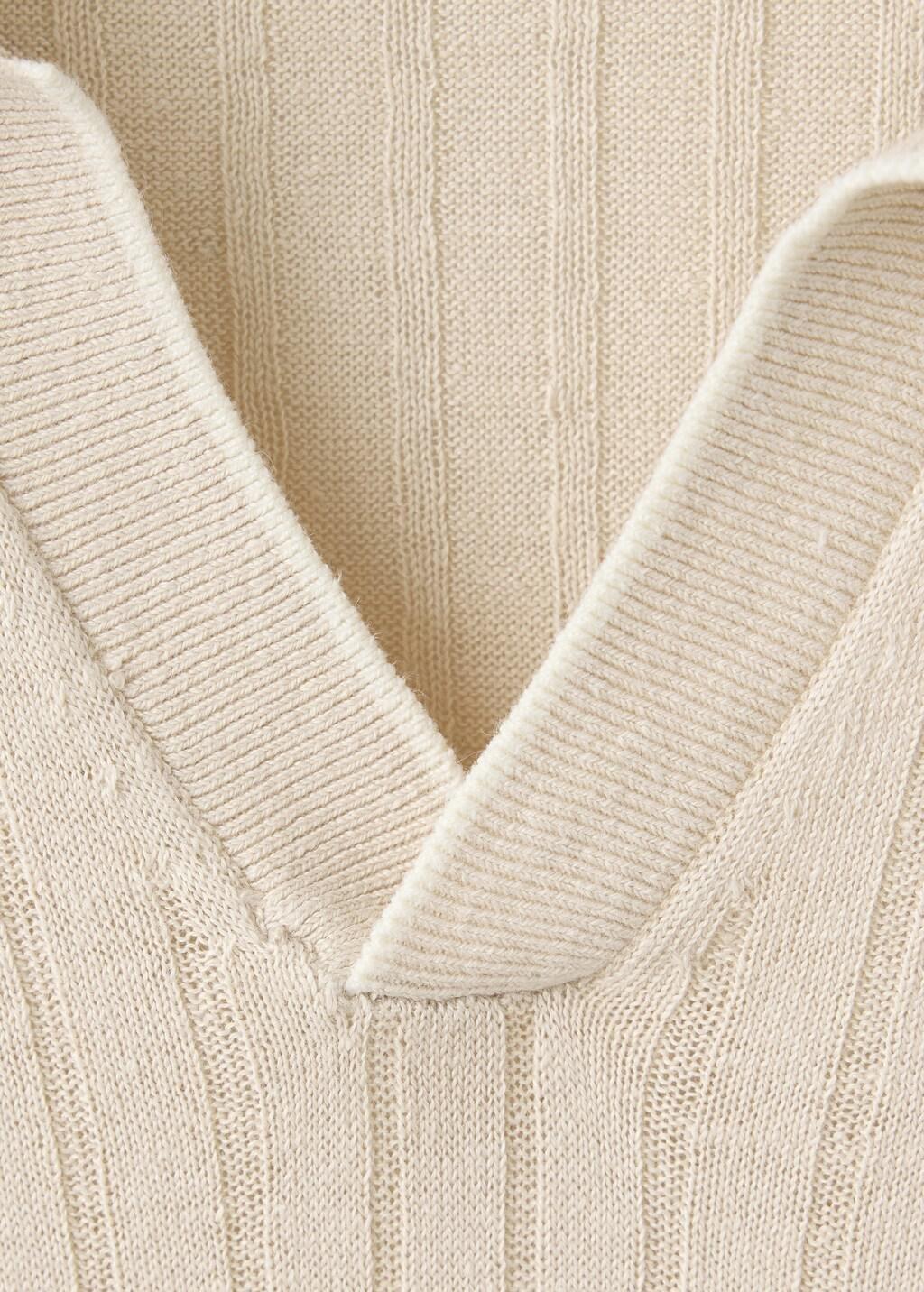 BEIGE Ribbed linen lyocell blend polo, Light Beige, medium