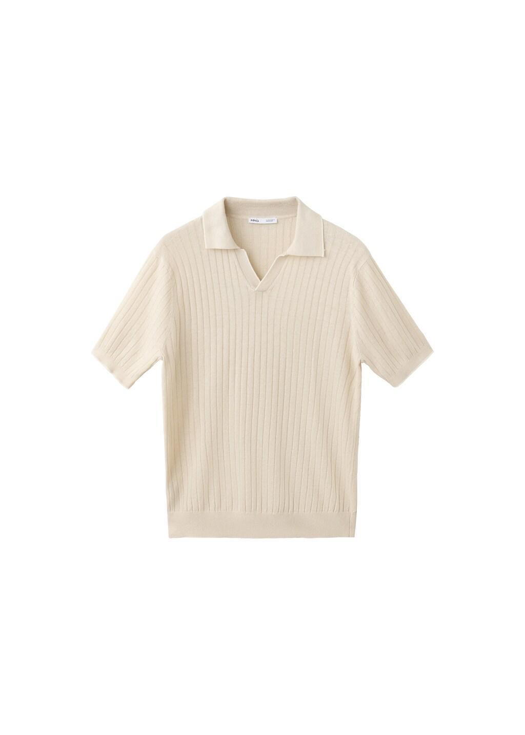 BEIGE Ribbed linen lyocell blend polo, Light Beige, large image number 3