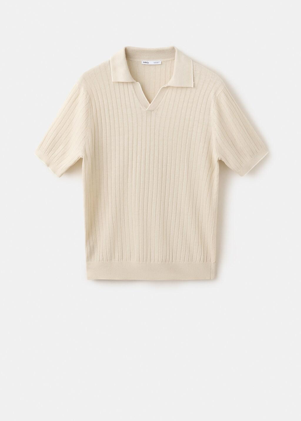 BEIGE Ribbed linen lyocell blend polo, Light Beige, large image number 5