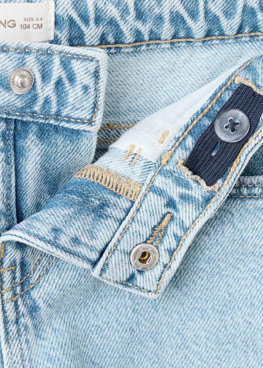 Blue Straight Jeans With Star Strass, Baby Girls, Open Blue, large image number 1
