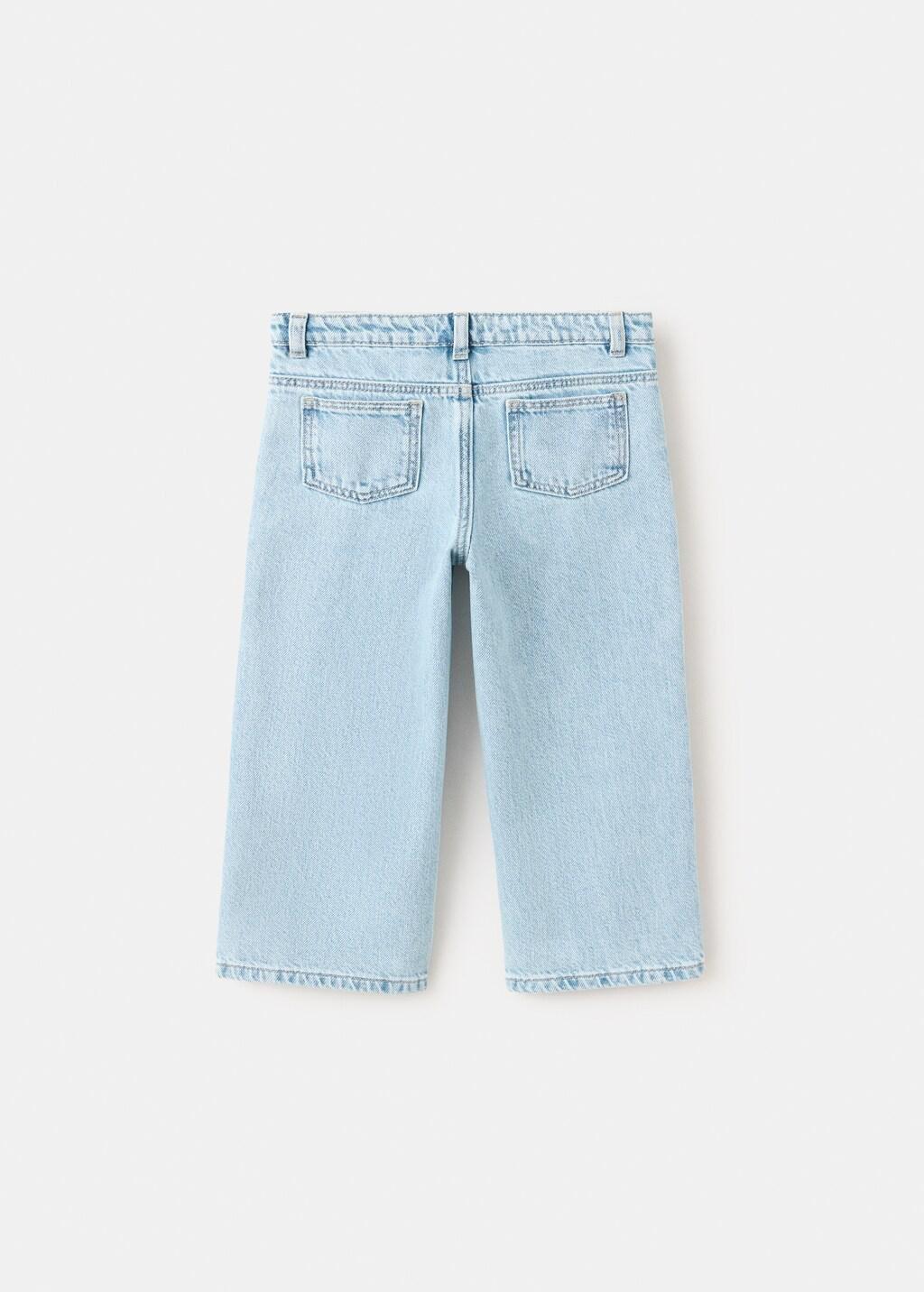 Blue Straight Jeans With Star Strass, Baby Girls, Open Blue, large image number 2