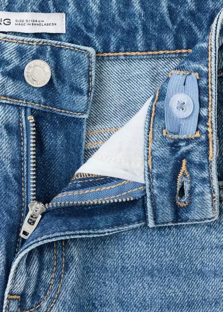 Blue Wide-Leg Jeans With Frayed Seams, Kids Girls, Open Blue, medium