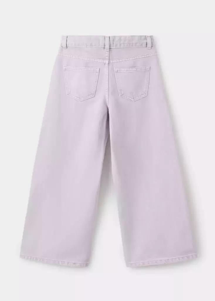 Purple Culotte Jeans With Studded Details, Kids Girls, Light-Pastel Purple, large image number 1