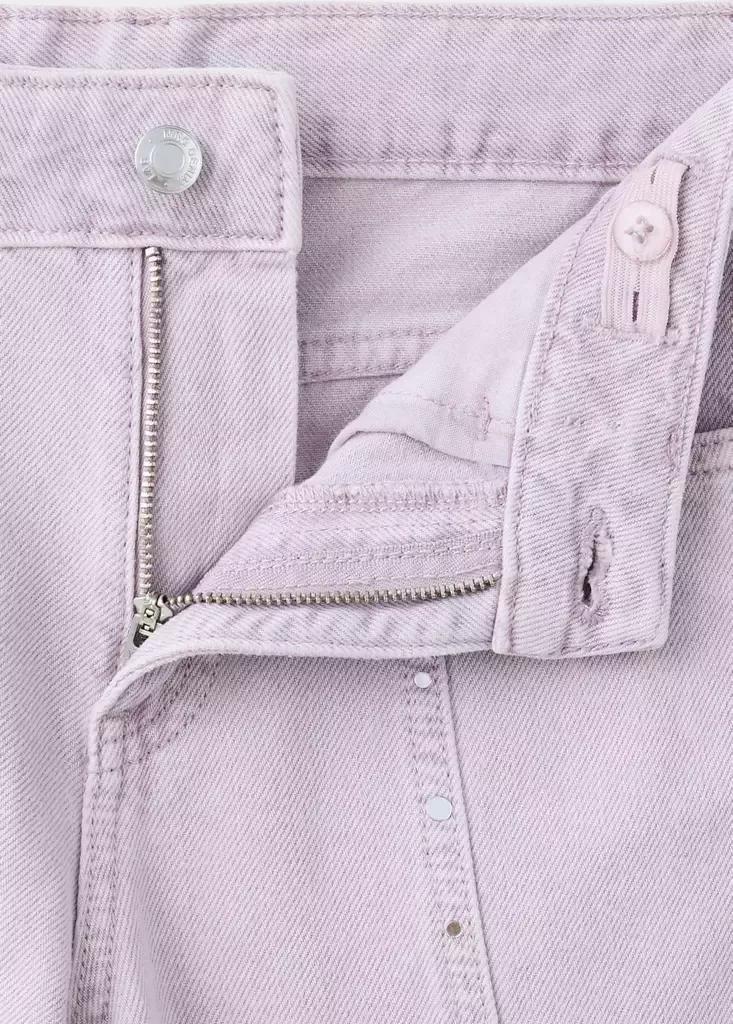 Purple Culotte Jeans With Studded Details, Kids Girls, Light-Pastel Purple, medium