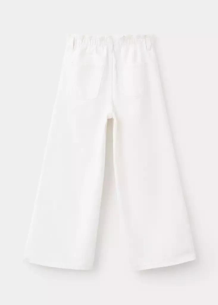 White Wide leg Jeans With Elastic Waist, Kids Girls, Natural White, medium