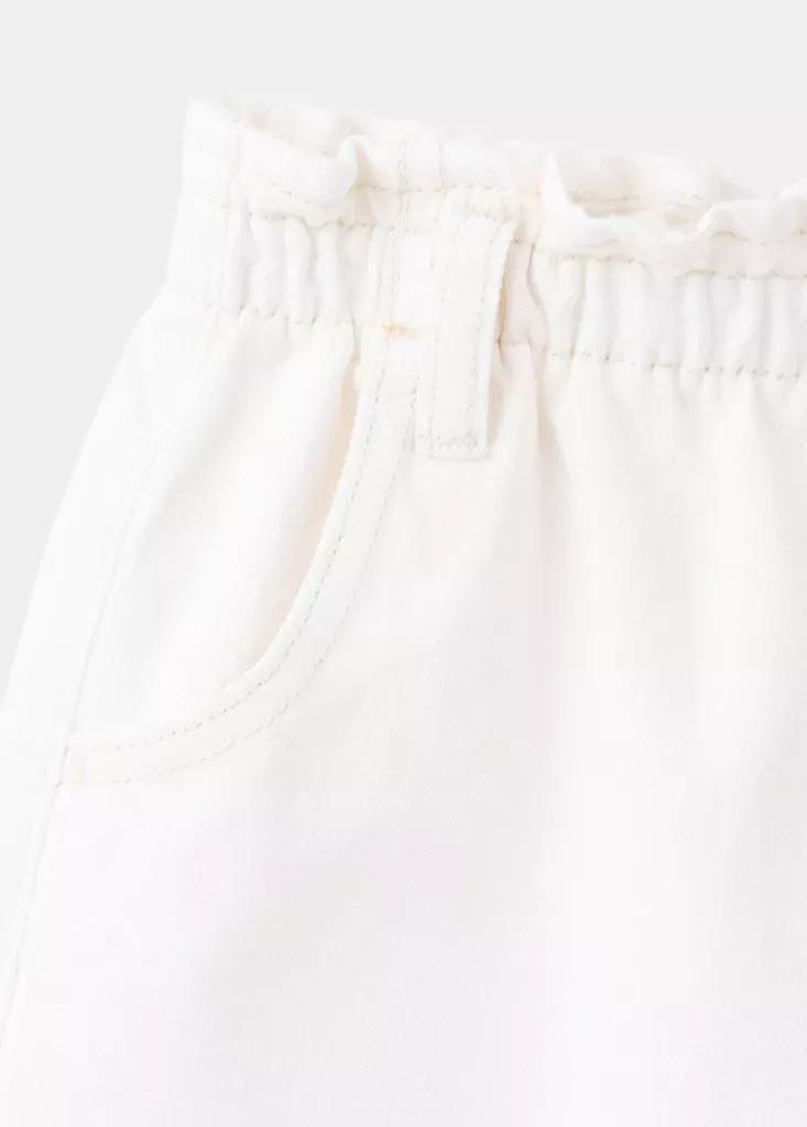 White Wide leg Jeans With Elastic Waist, Kids Girls, Natural White, large image number 3