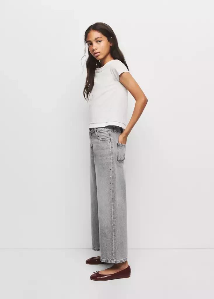 Grey Studded Culotte Jeans, Kids Girls, Open Grey, large image number 1