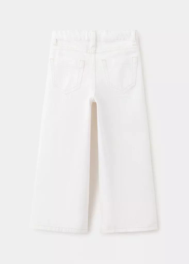 White Studded Culotte Jeans, Kids Girls, Natural White, large image number 1