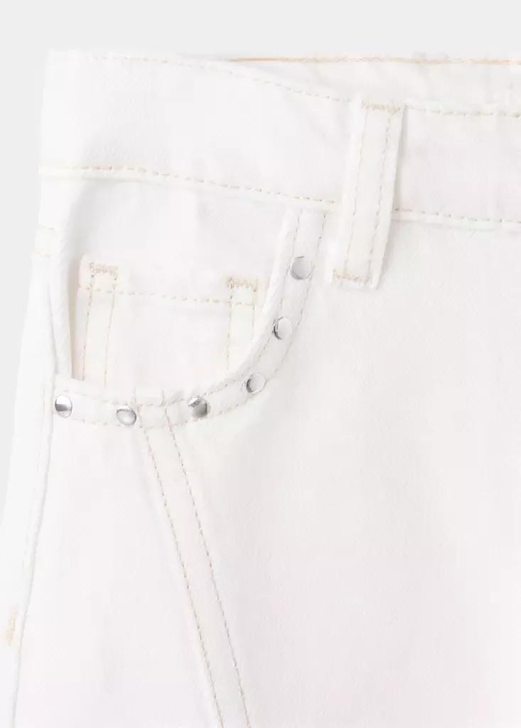 White Studded Culotte Jeans, Kids Girls, Natural White, large image number 3