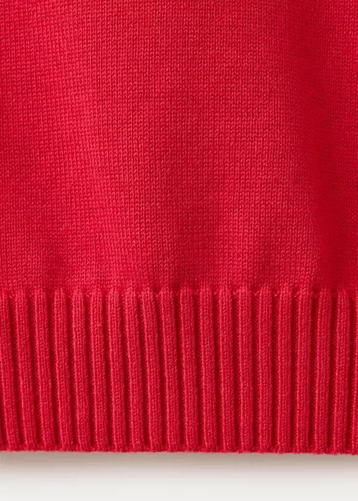 Red V-Neck Knit Sweater, Red, large image number 4