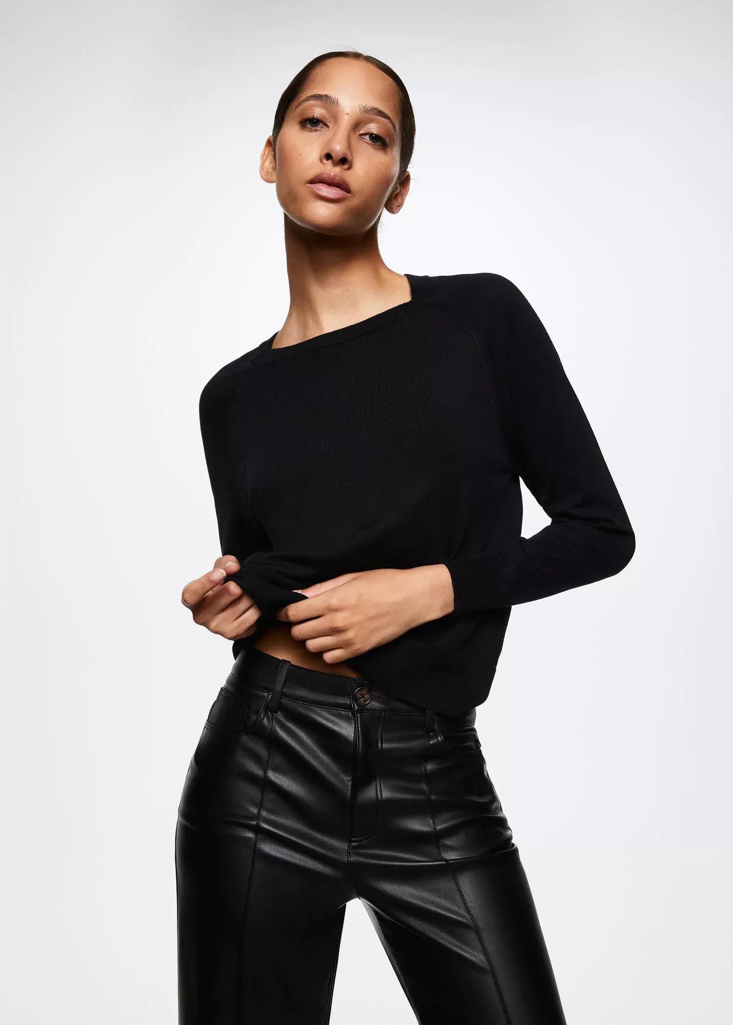 black Fine-knit sweater, , large image number 0