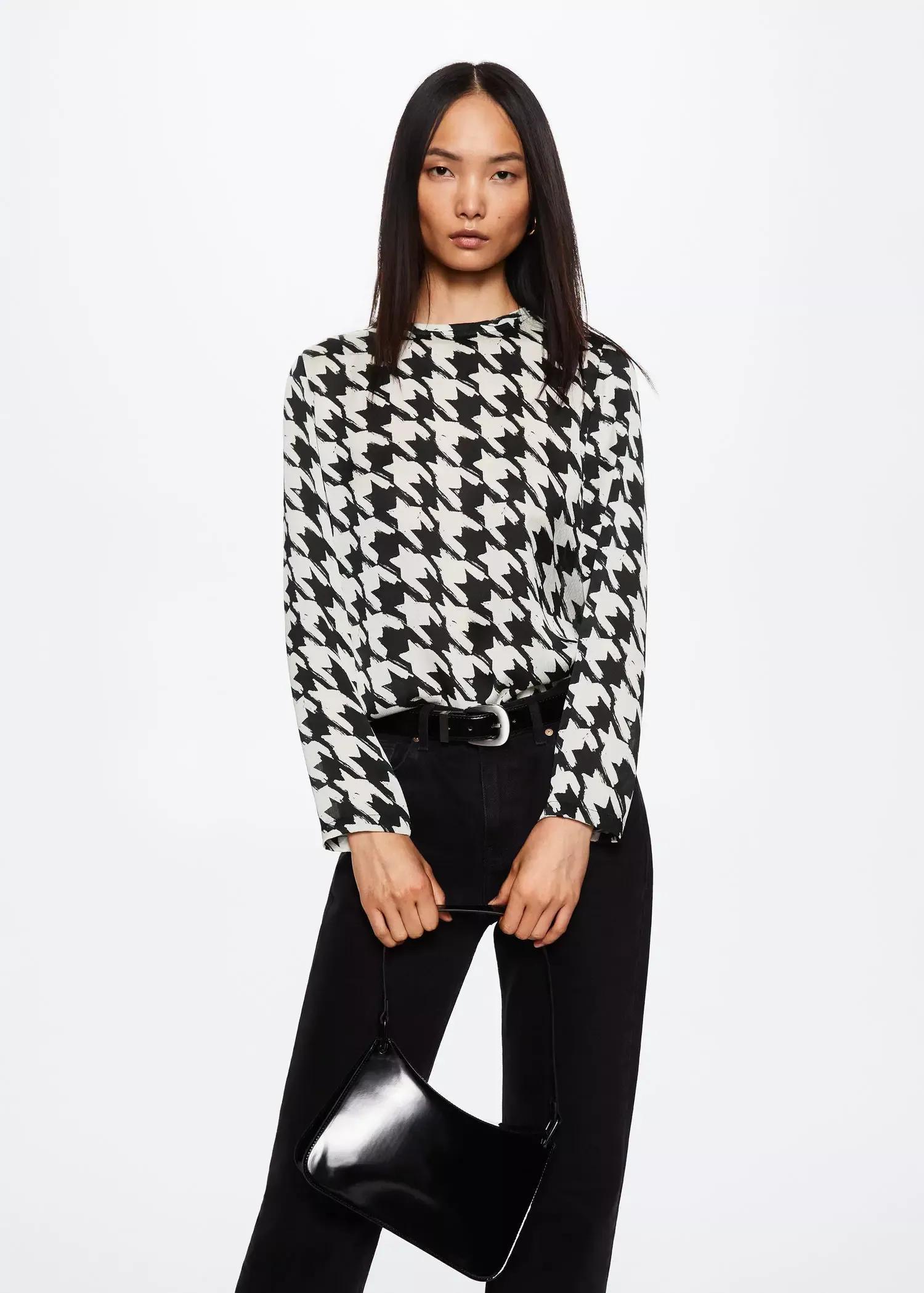 White Houndstooth Blouse, , large image number 0