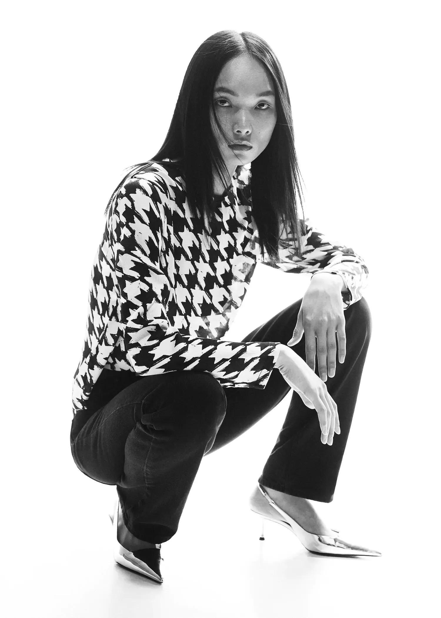 White Houndstooth Blouse, , large image number 1