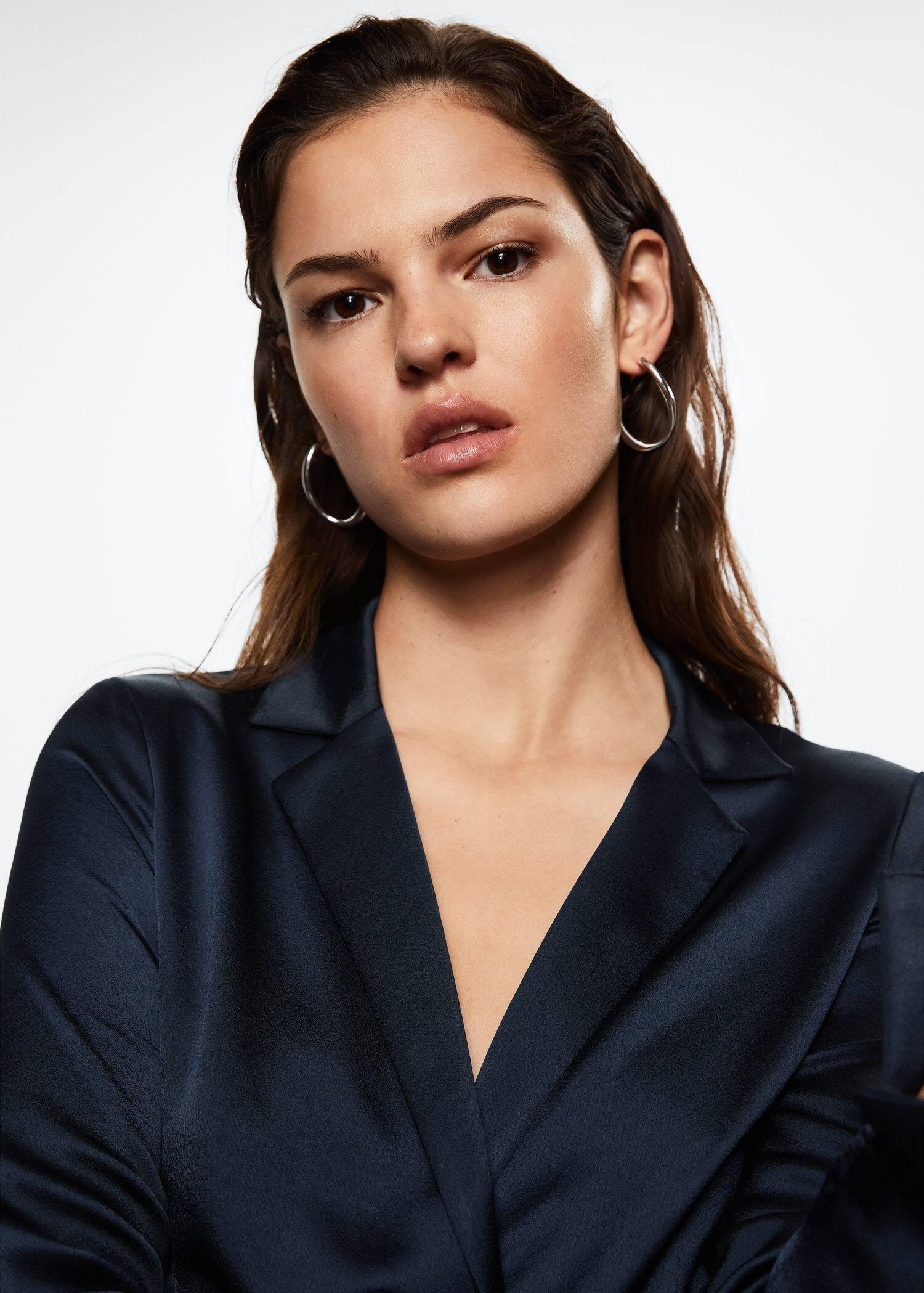 Blue Satin Shirt Dress, , large image number 3
