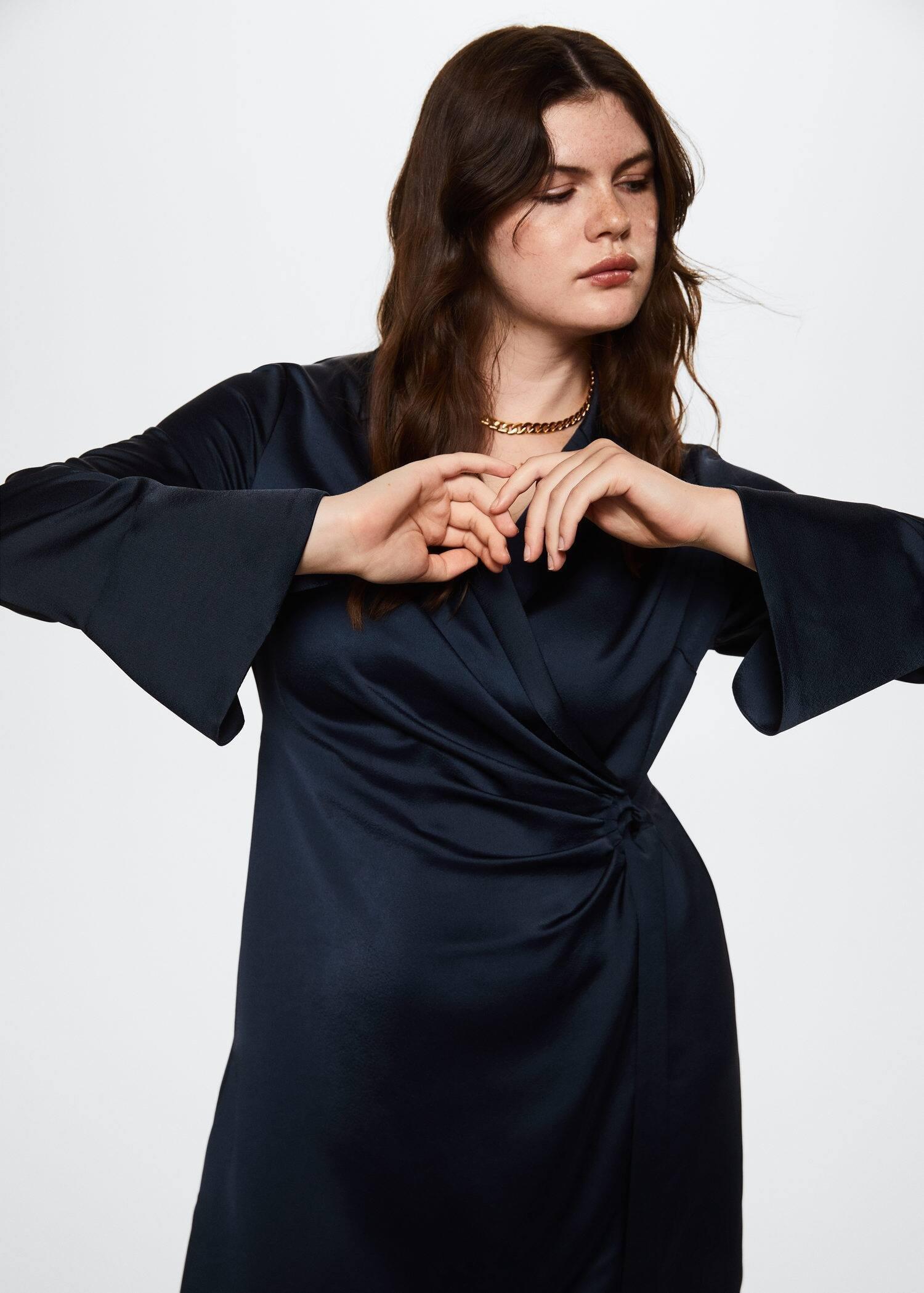 Blue Satin Shirt Dress, , large image number 4