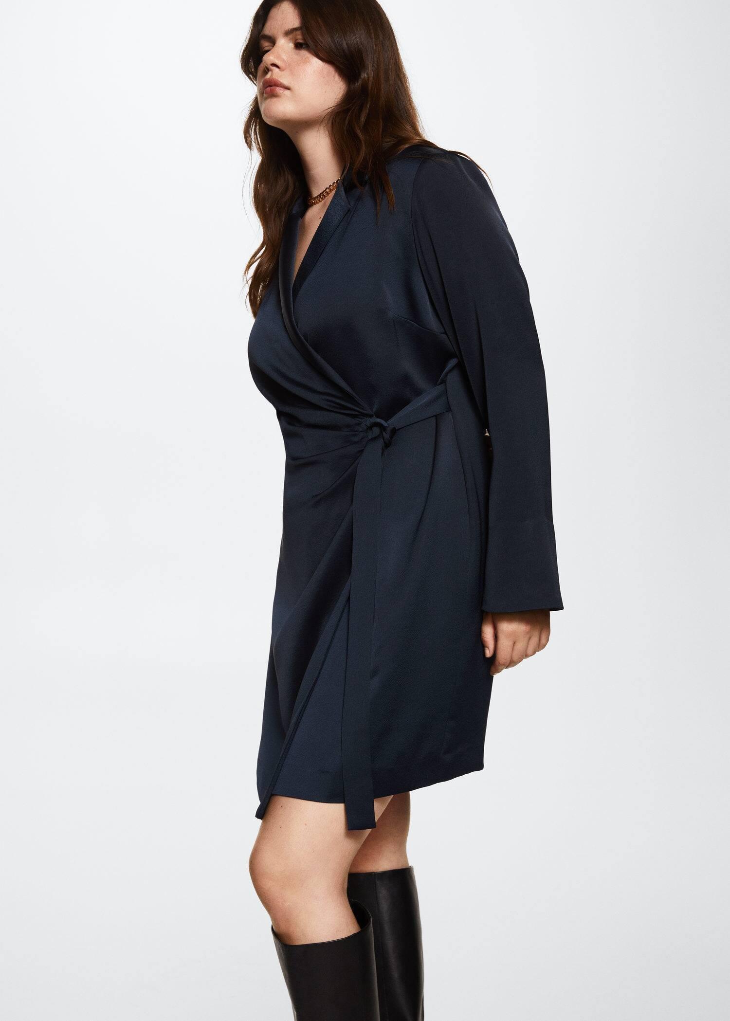 Blue Satin Shirt Dress, , large image number 5