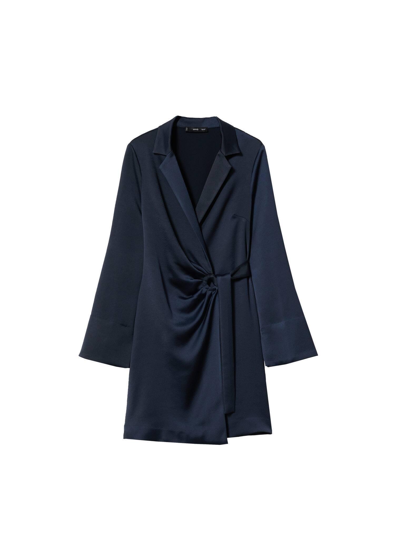 Blue Satin Shirt Dress, , large image number 7