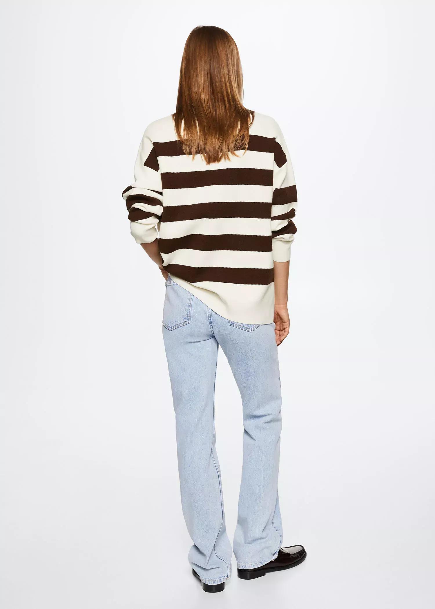 dark brown Striped knit sweater, , large image number 5
