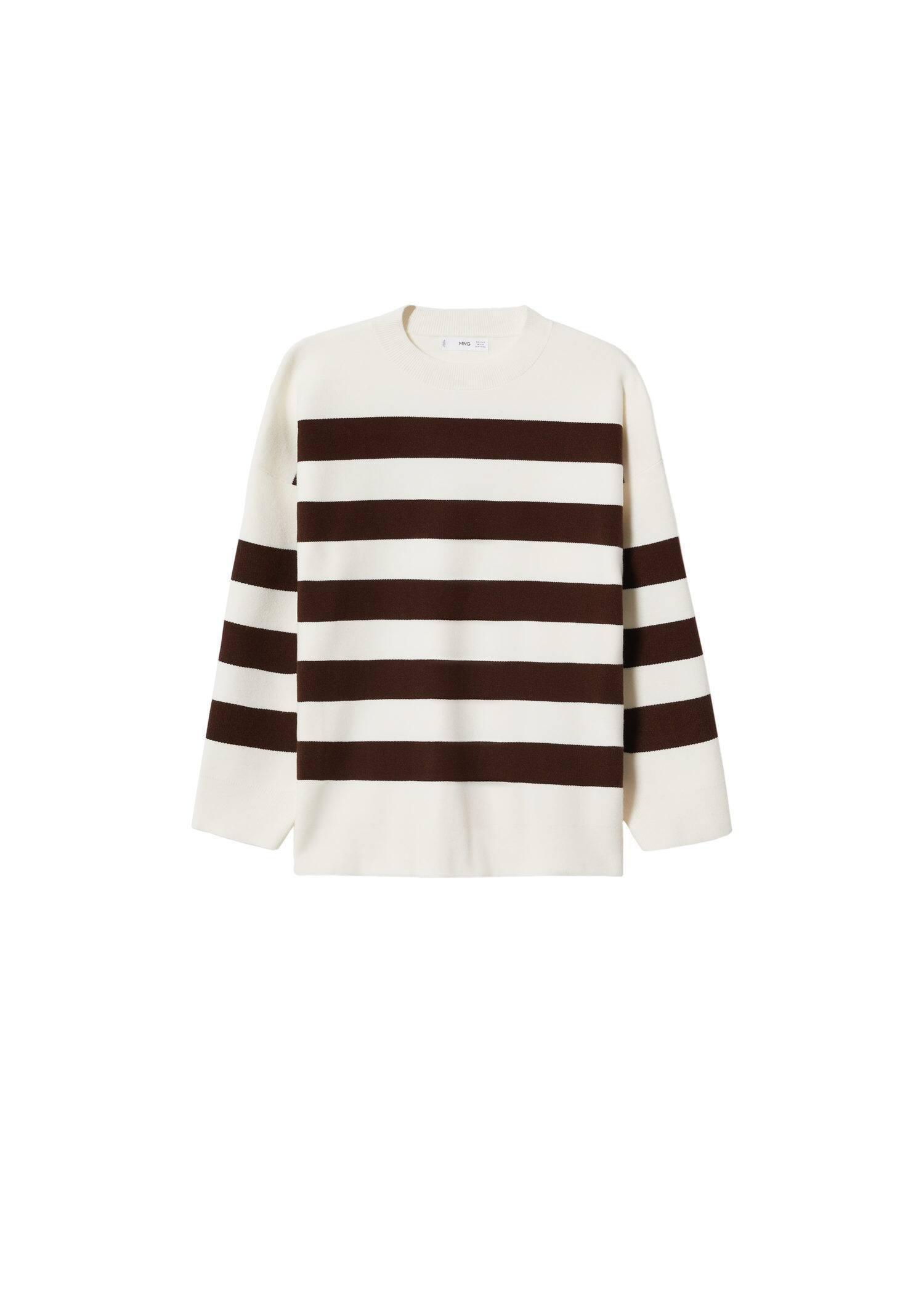 dark brown Striped knit sweater, , large image number 8