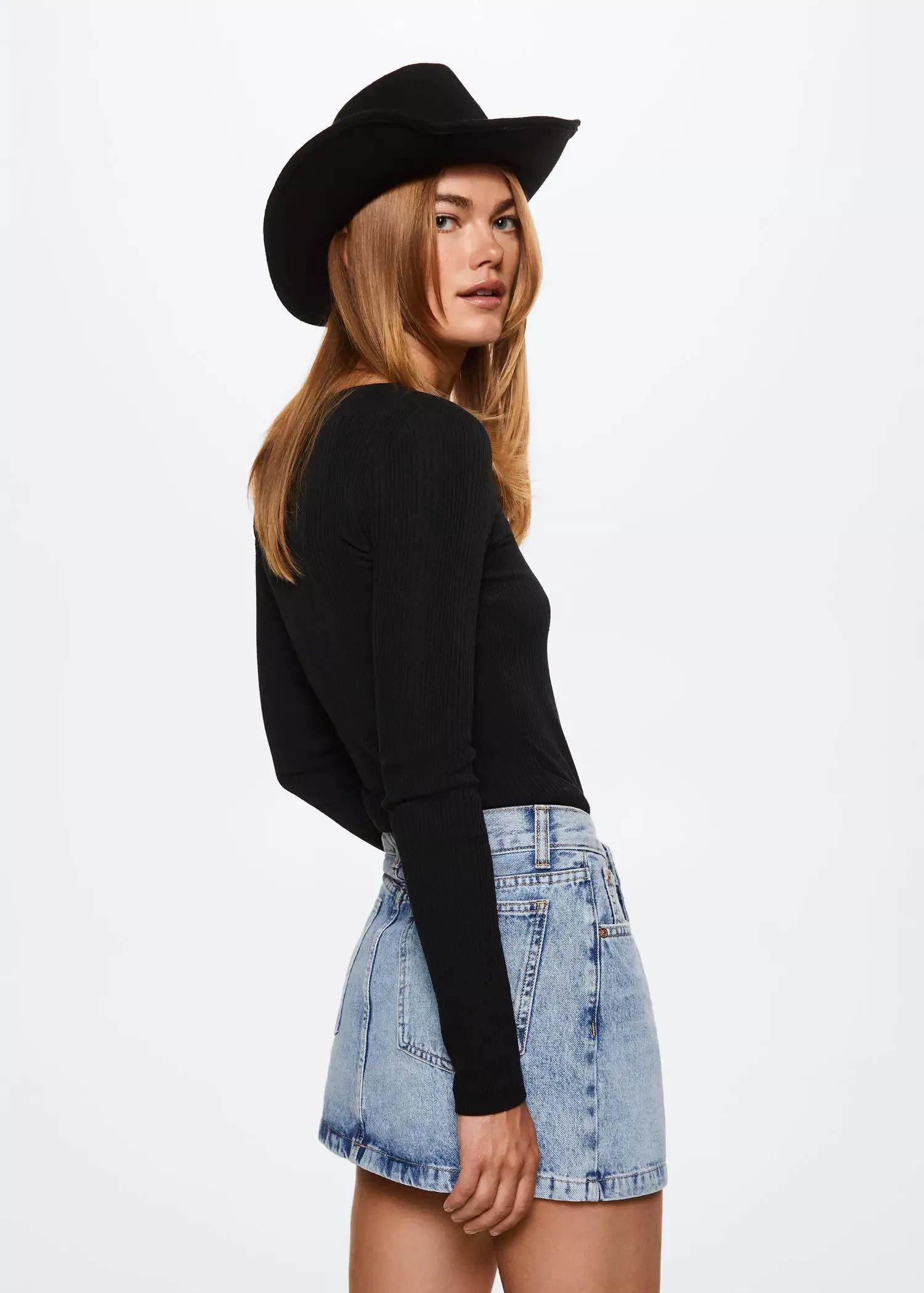 Black Bow Ribbed T-Shirt, , large image number 1