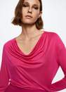 Mango - bright pink Detail neck T-shirt