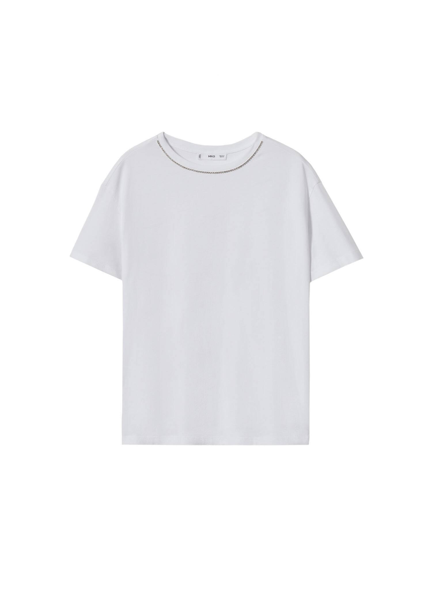 White Strass Cotton T-Shirt, , large image number 5