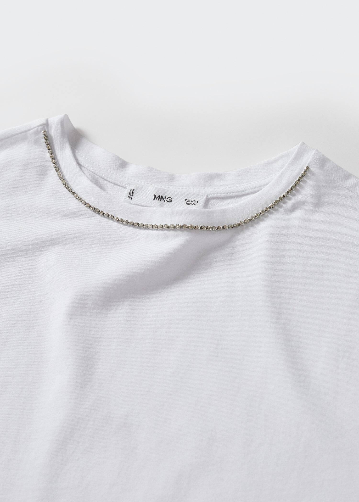 White Strass Cotton T-Shirt, , large image number 7