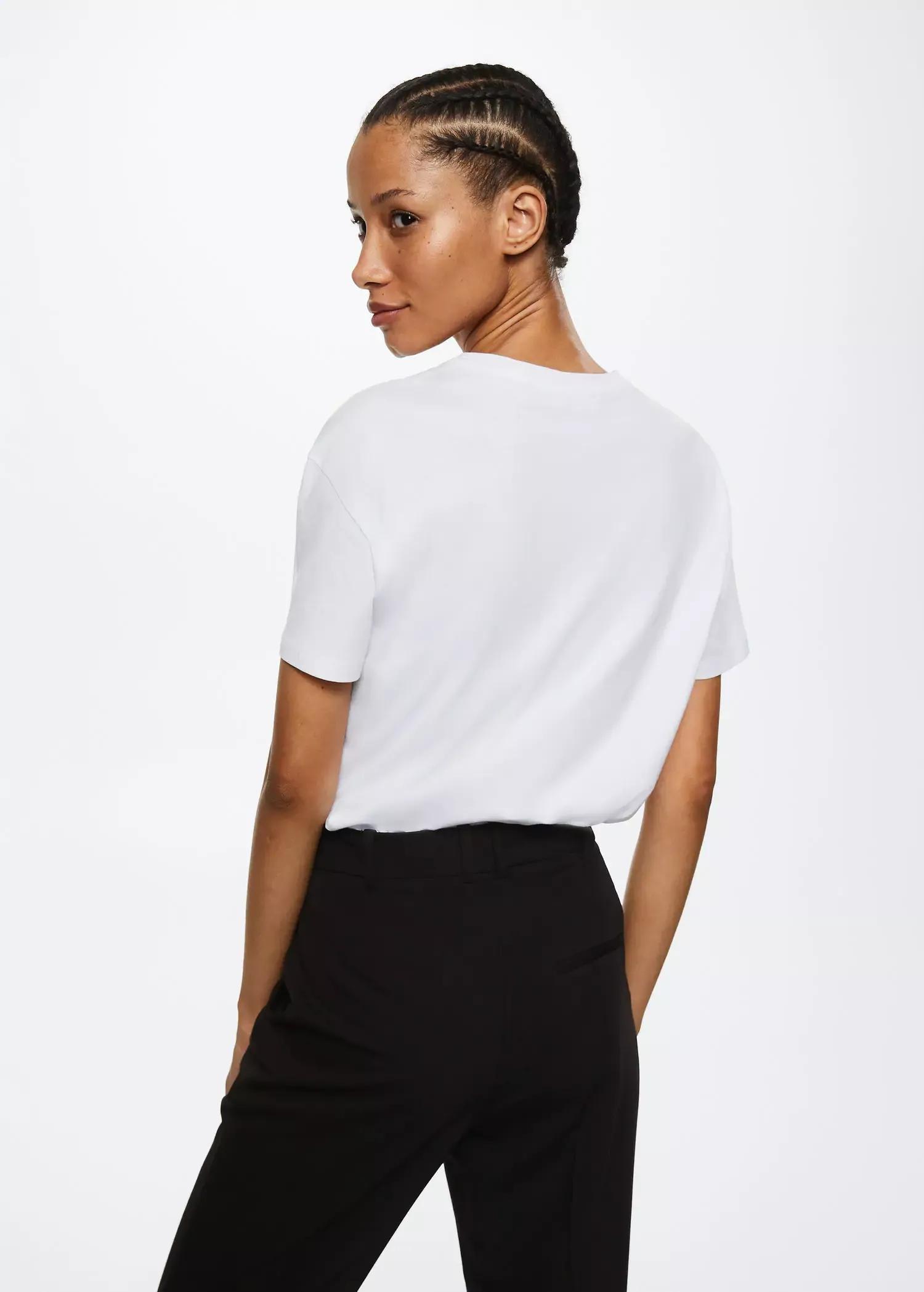 White Strass Cotton T-Shirt, , large image number 8