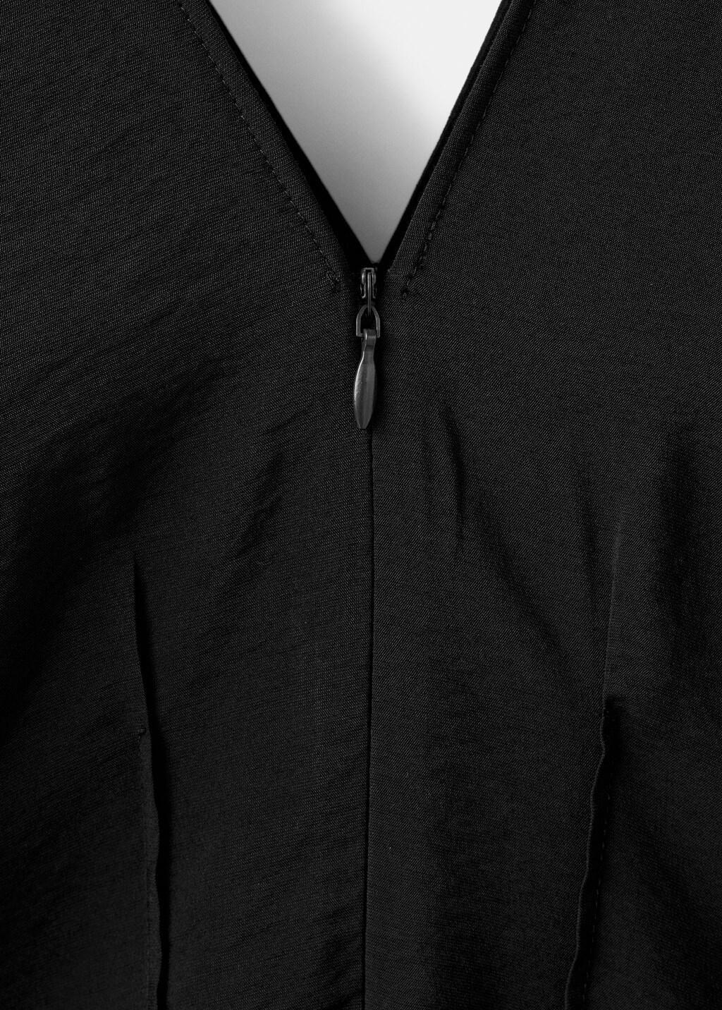 Black Ruched V-Neck Dress, Black, large image number 3