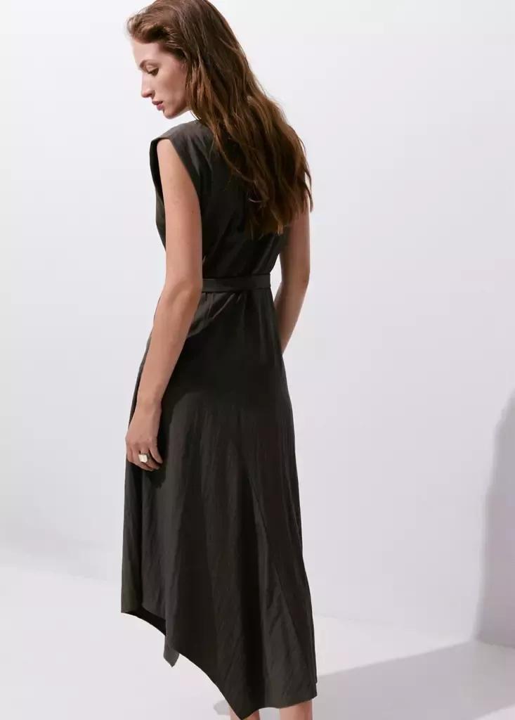BROWN Asymmetrical dress with belt, Brown, large image number 2