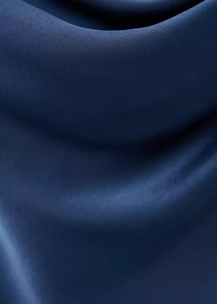 Navy Asymmetrical Satin Dress, Navy, large image number 5
