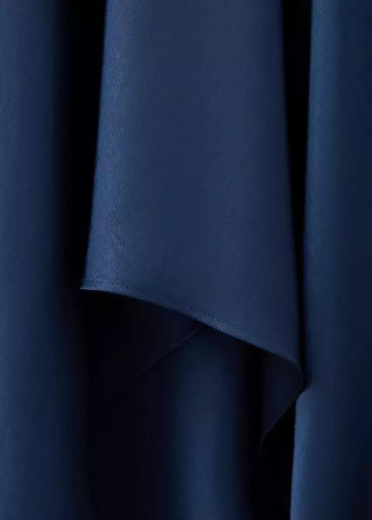 Navy Asymmetrical Satin Dress, Navy, large image number 6