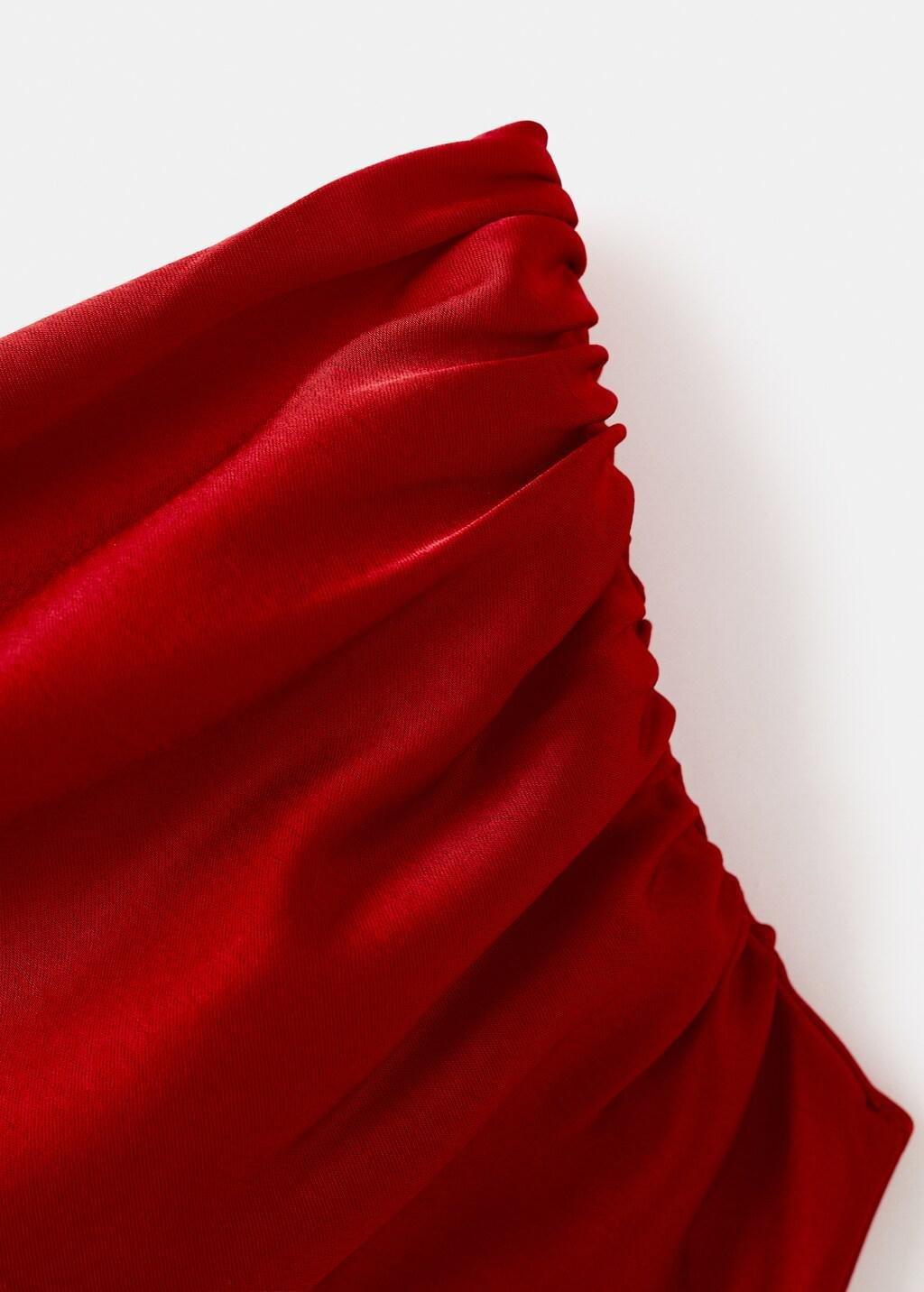 Red Asymmetrical Satin Dress, Red, large image number 1