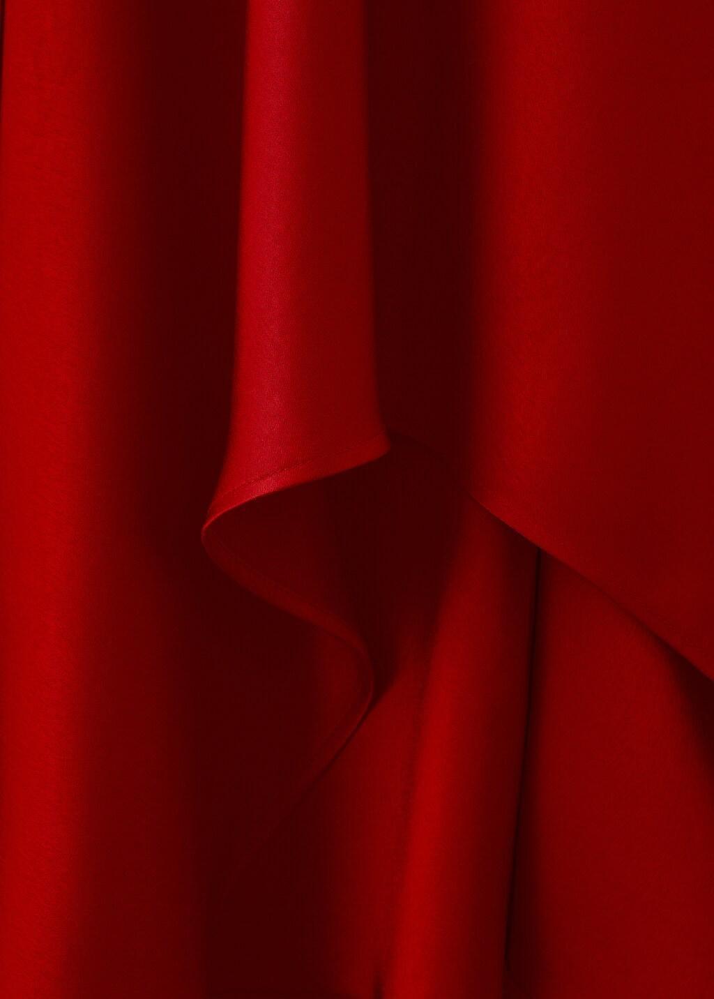 Red Asymmetrical Satin Dress, Red, large image number 5