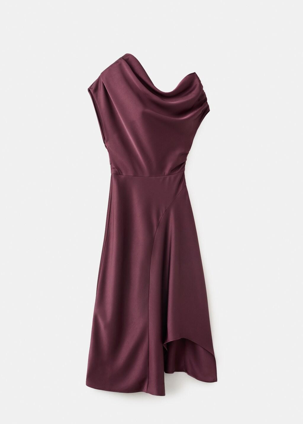 Asymmetrical satin dress, Dark Red, medium