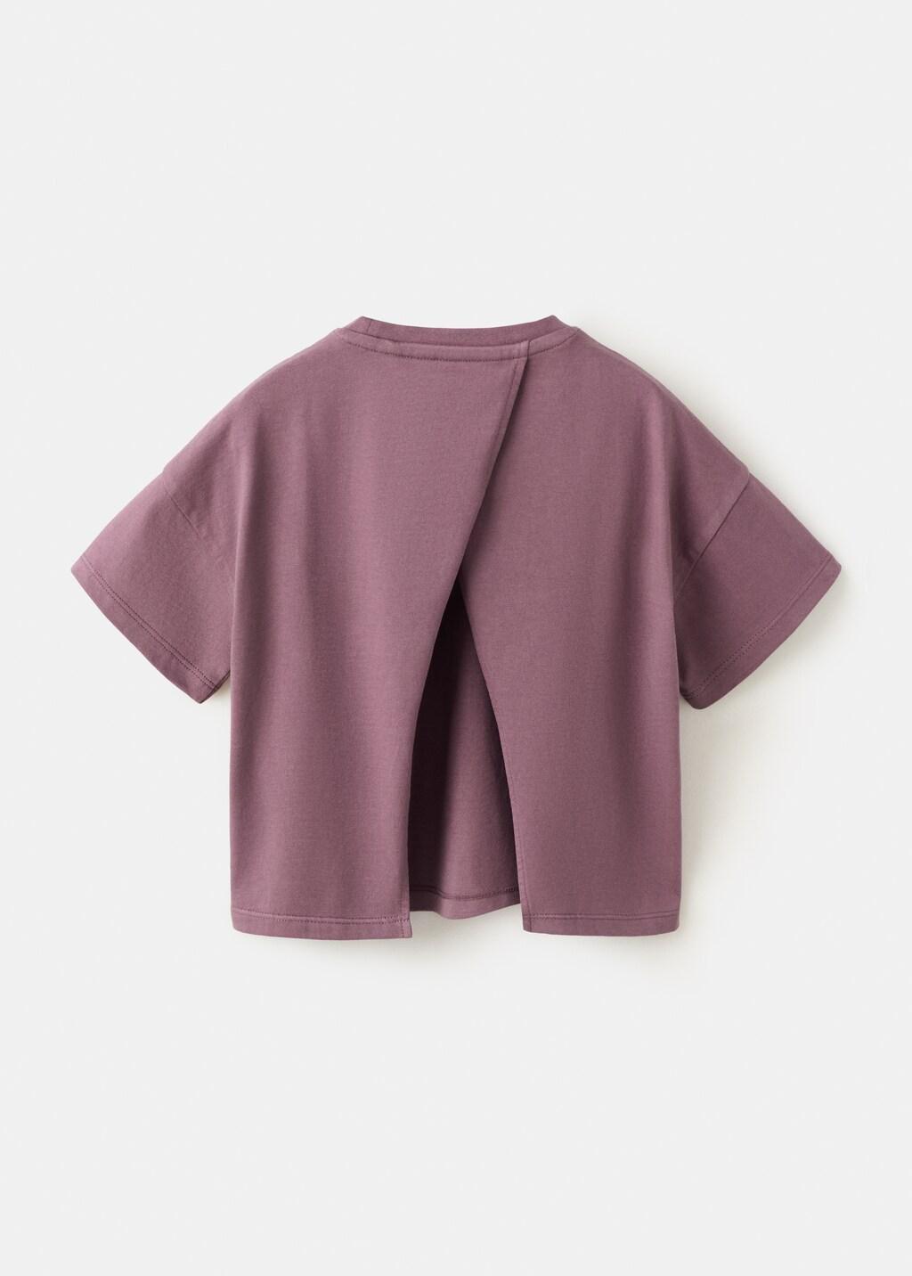 Red Cotton T-Shirt With Back Slit, Kids Girl, Dark Red, large image number 2