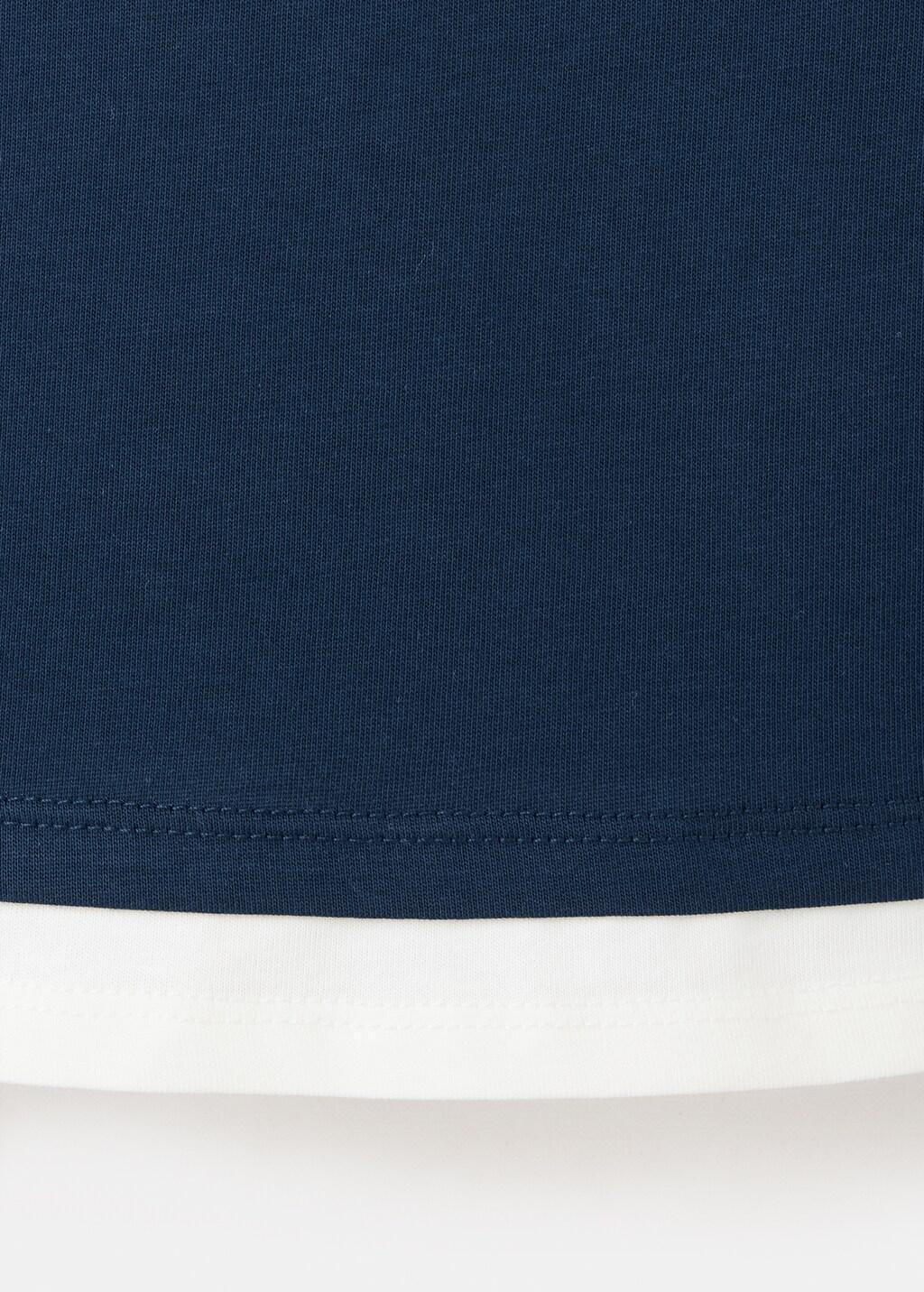 Blue Double Cotton T-Shirt, Kids Girl, Navy, large image number 3