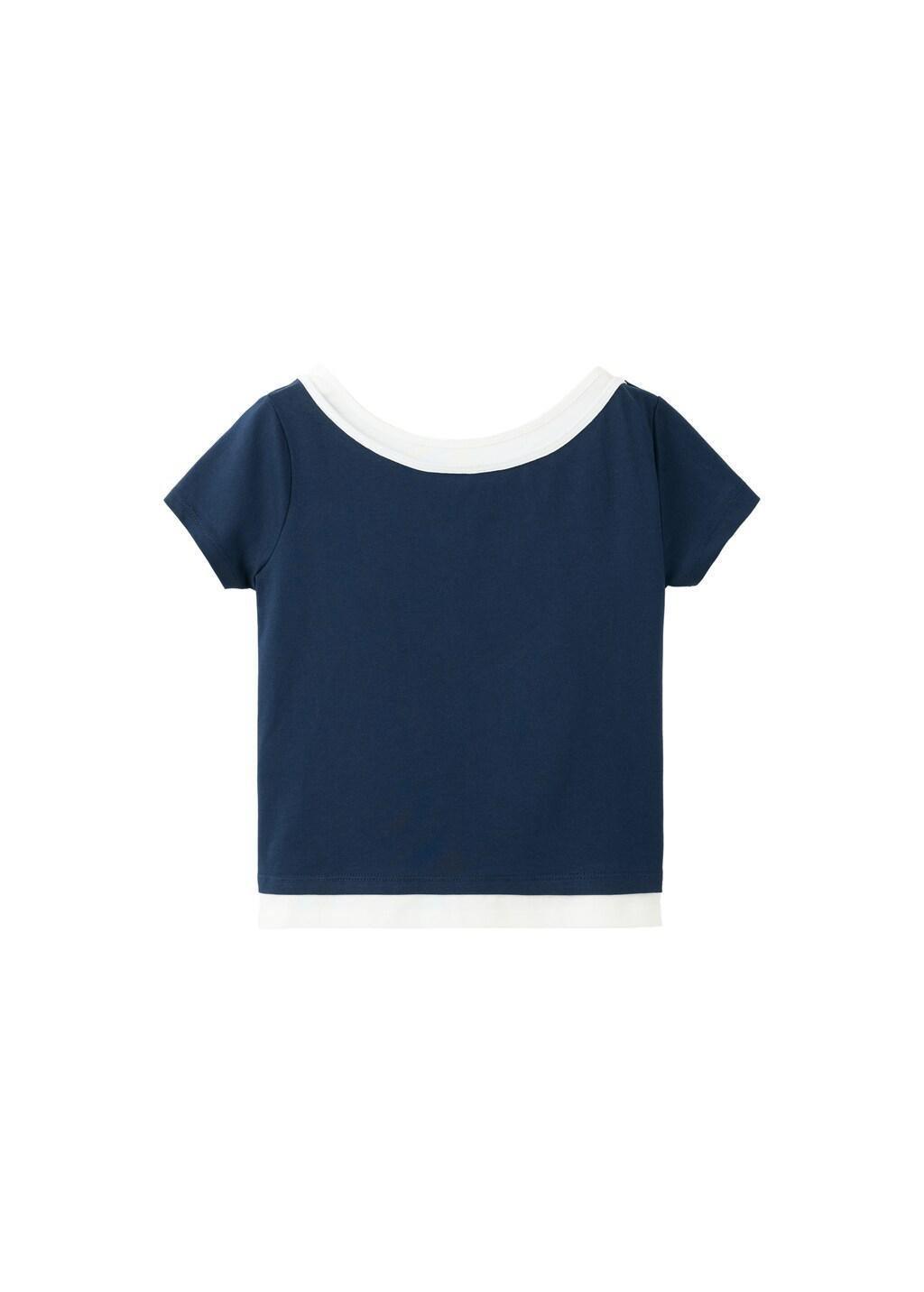 Blue Double Cotton T-Shirt, Kids Girl, Navy, large image number 4