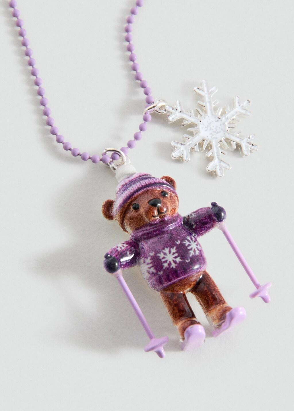 Purple Bear Pendant Necklace, Kids Girls, Light-Pastel Purple, large image number 0