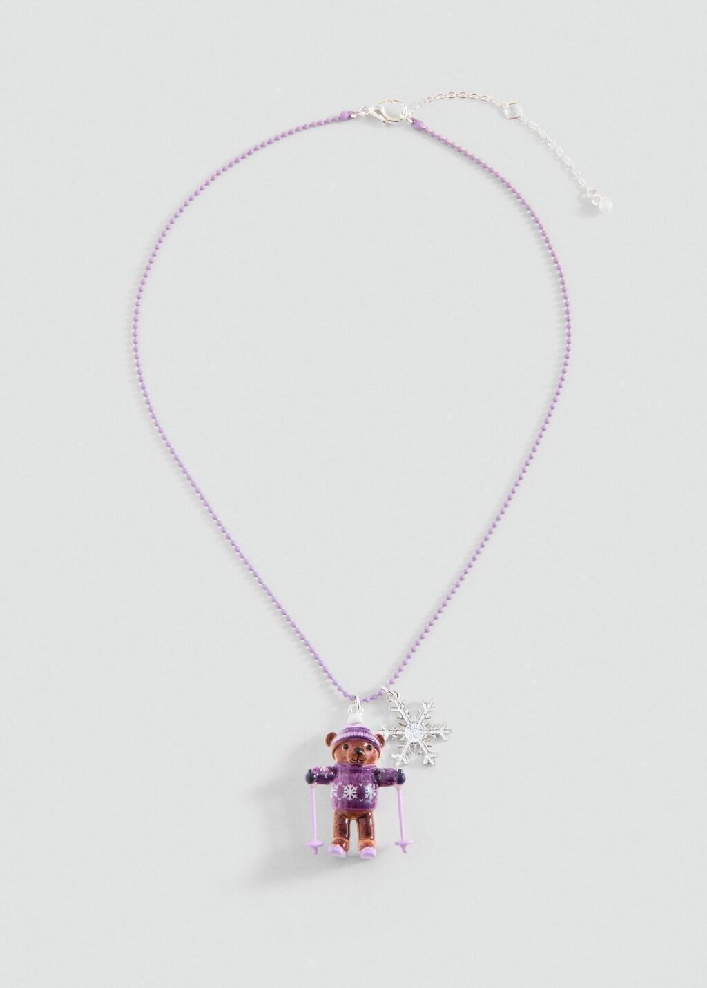 Purple Bear Pendant Necklace, Kids Girls, Light-Pastel Purple, large image number 3
