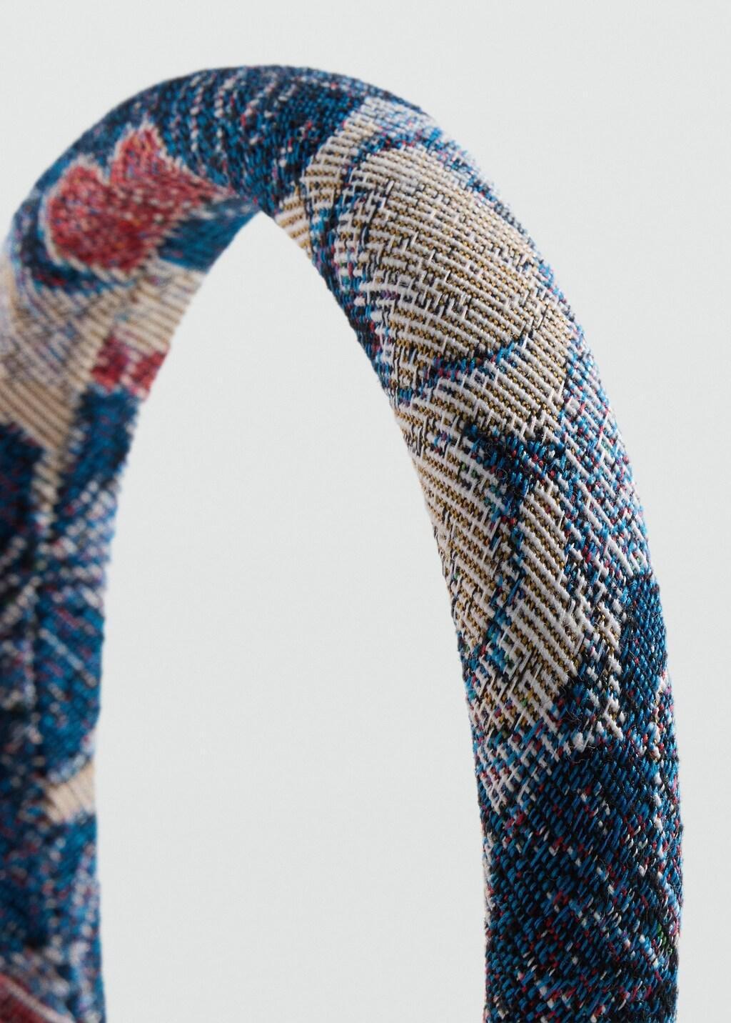 Blue Printed Flowers Headband, Kids Girls, Medium Blue, large image number 0
