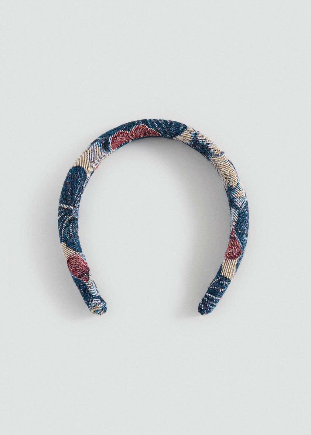 Blue Printed Flowers Headband, Kids Girls, Medium Blue, large image number 2