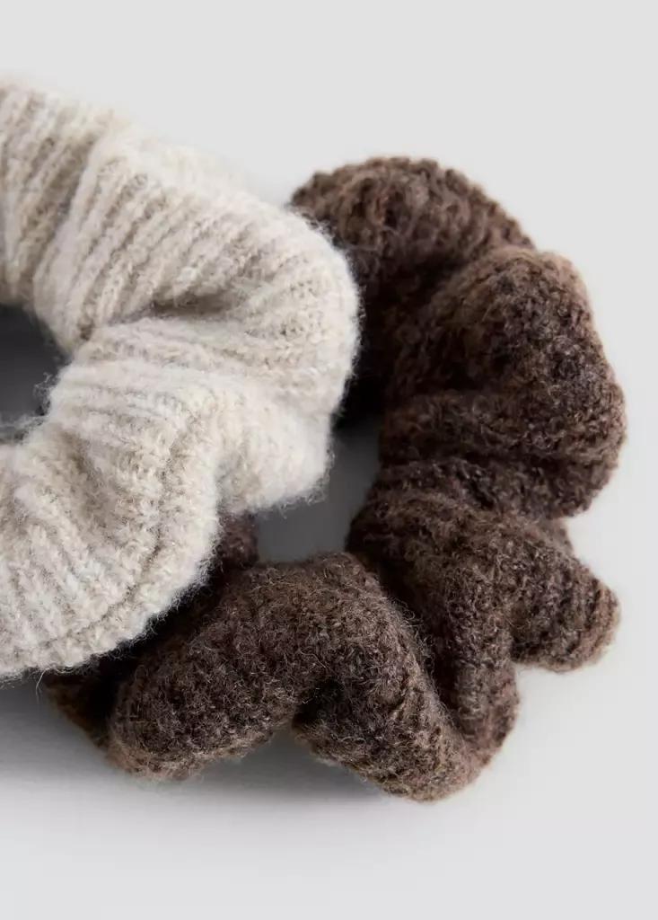 Beige Texture Scrunchies, Set Of 2, , large image number 3