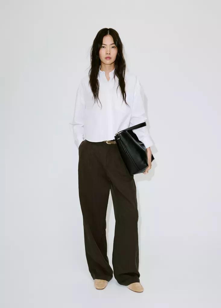 NATURAL WHITE Cropped shirt with pocket, Natural White, medium