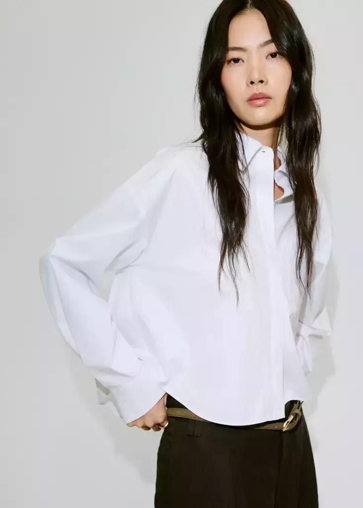 NATURAL WHITE Cropped shirt with pocket, Natural White, large image number 1