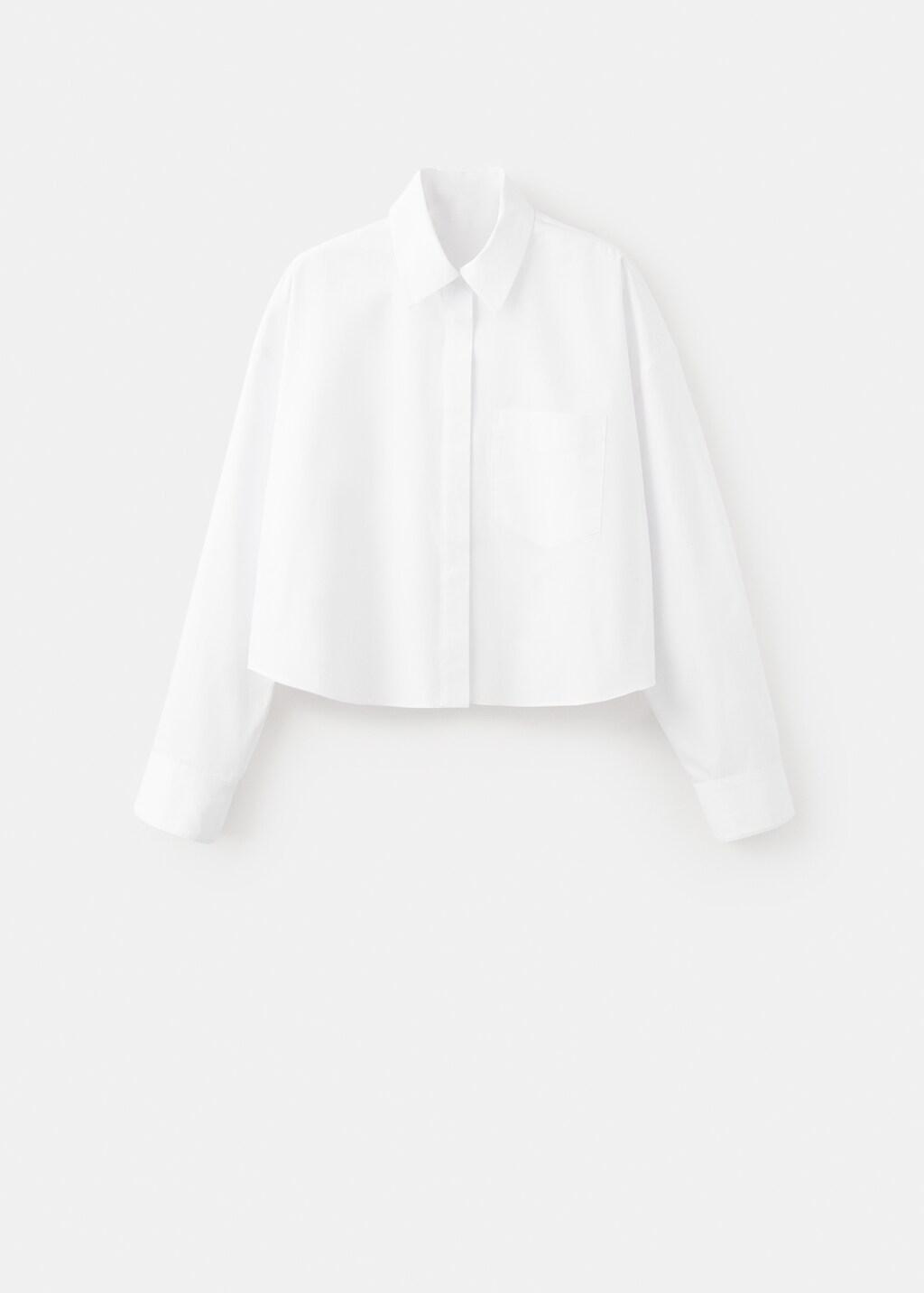 NATURAL WHITE Cropped shirt with pocket, Natural White, large image number 5