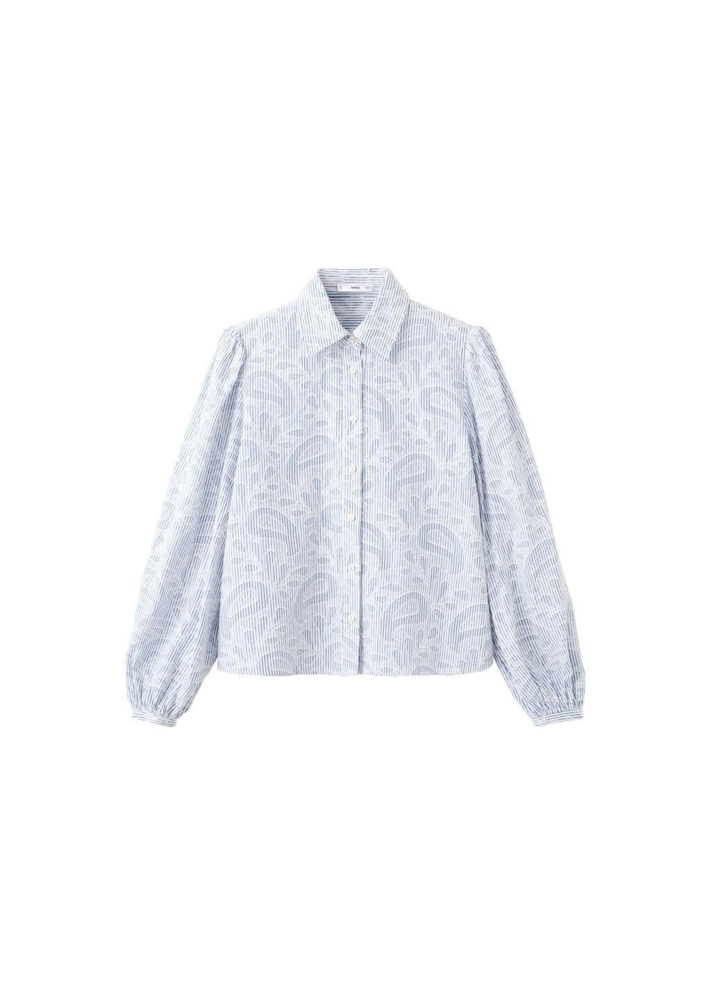 Blue Striped Shirt With Embroidered Details, Light-Pastel Blue, large image number 5
