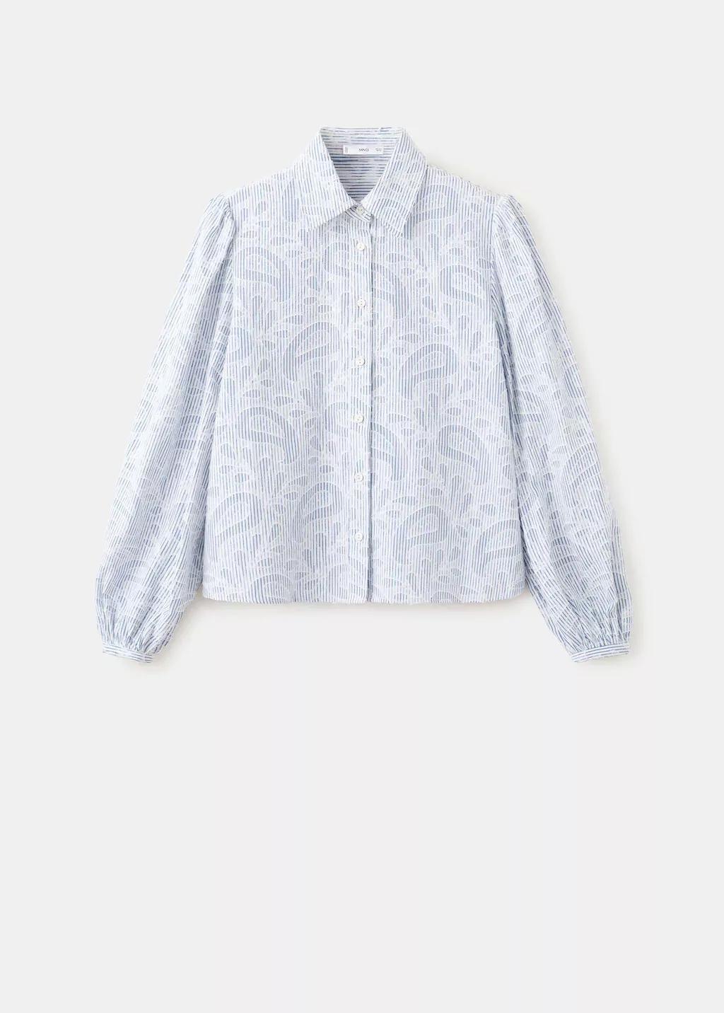 Blue Striped Shirt With Embroidered Details, Light-Pastel Blue, large image number 6