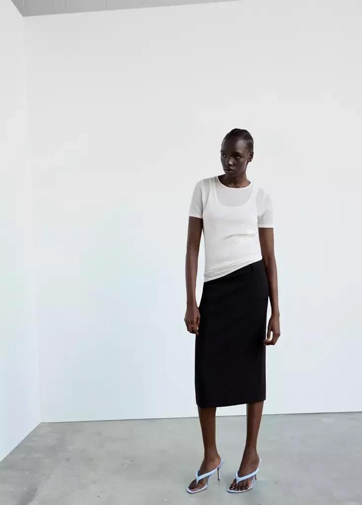 White Layered Knit Sweater, White, large image number 1