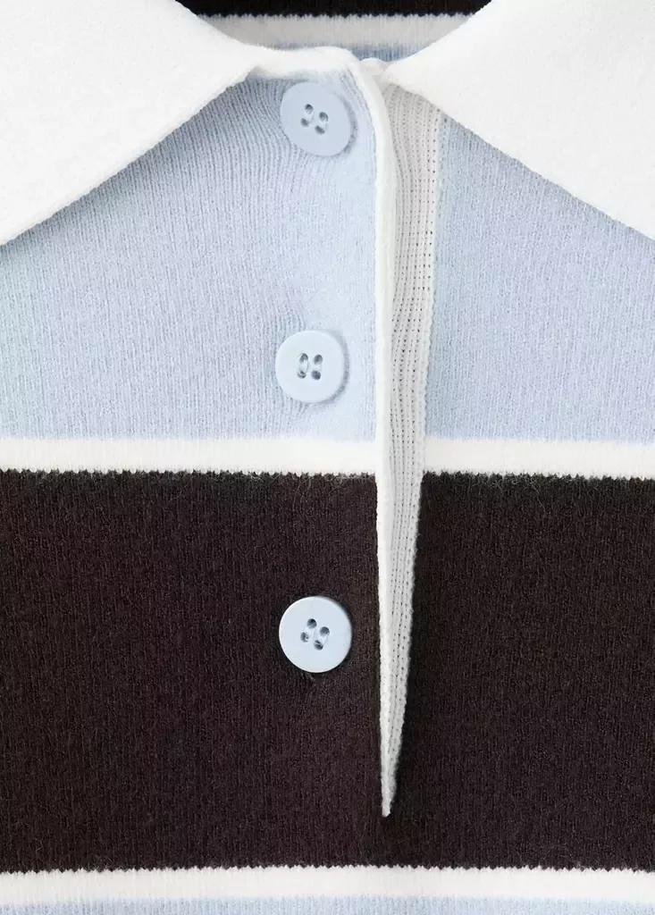 Blue Striped Polo Neck Sweater, Light-Pastel Blue, large image number 6